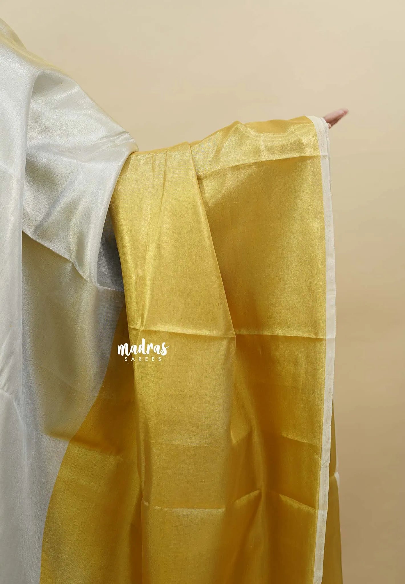 MoonSun Blend - Kushboo half and half gold and silver tissue silk blend Saree - Best for Small Functions