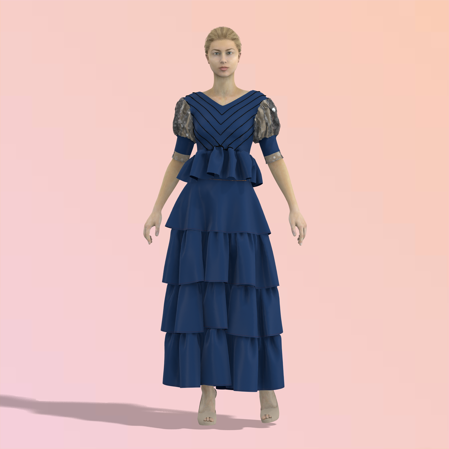 Captivating Cascade Customized Dress - CDSS015 (Stitching Service)