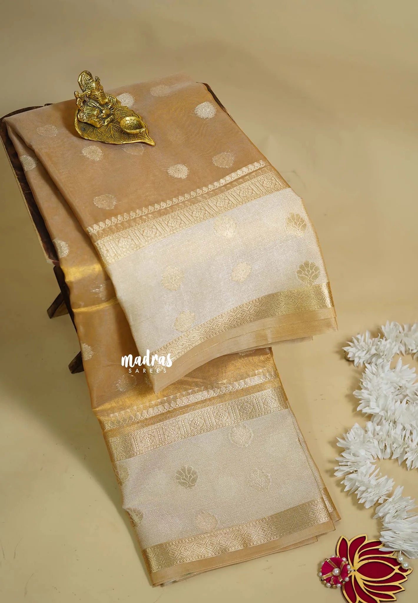 Golden glam  - Soft Organza Tissue Silk Blend Saree