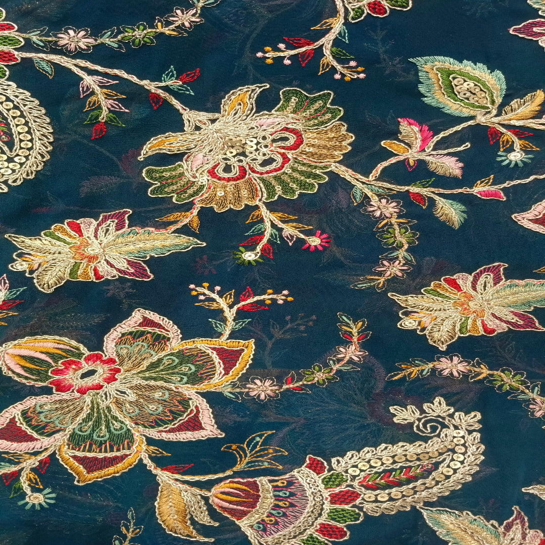 navy blue georgette embroidery 