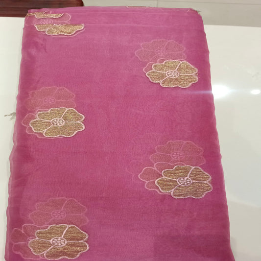 Pink Organza Without Border Fabric