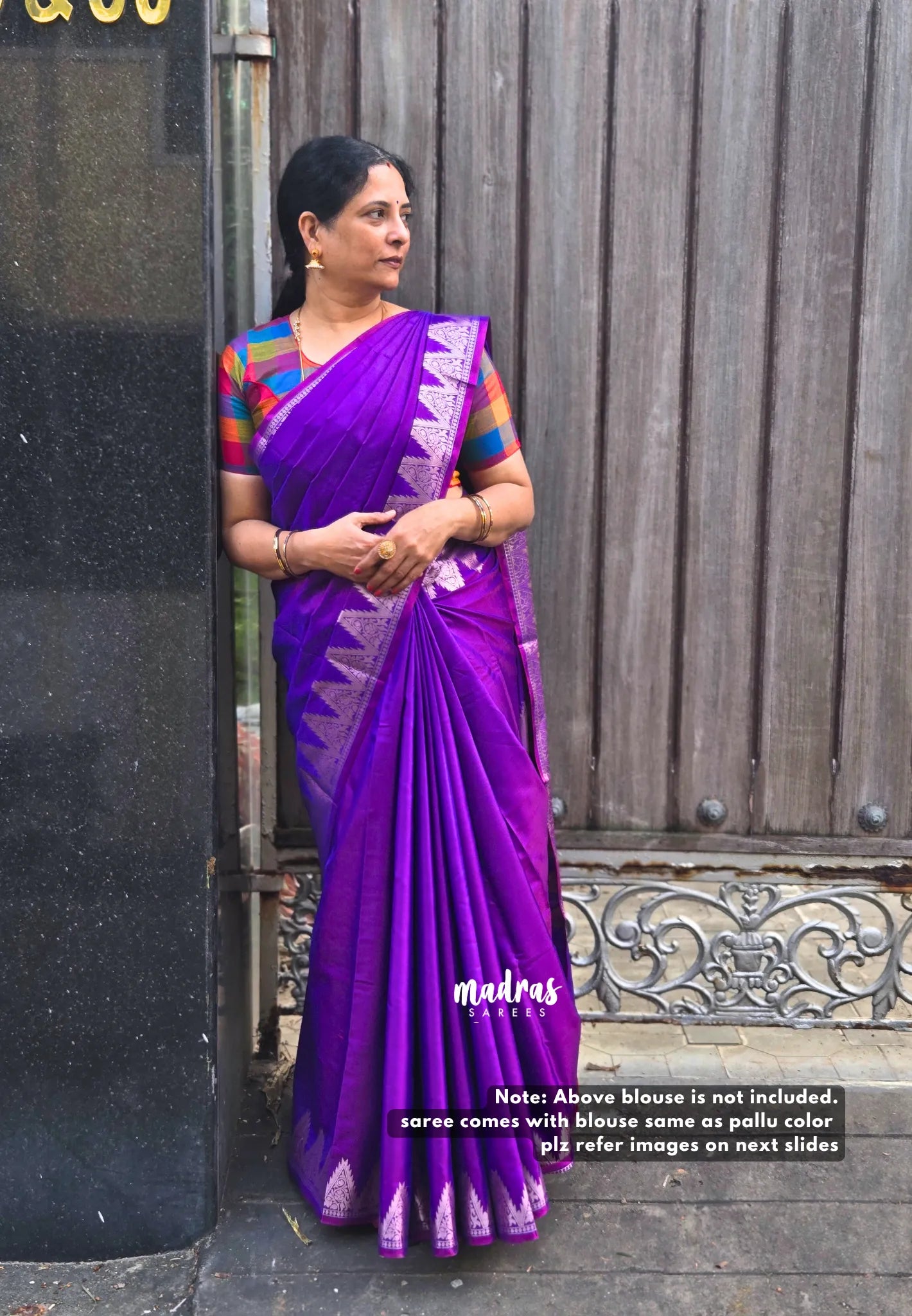 Dual Shade Purple - Kanimozhi - Premium dualshade soft silkcotton Saree with Temple Border