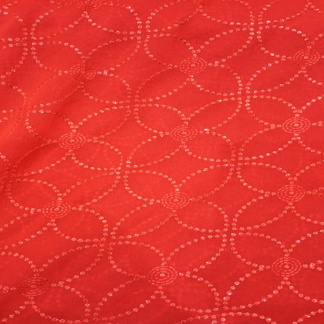 red georgette embroidery 