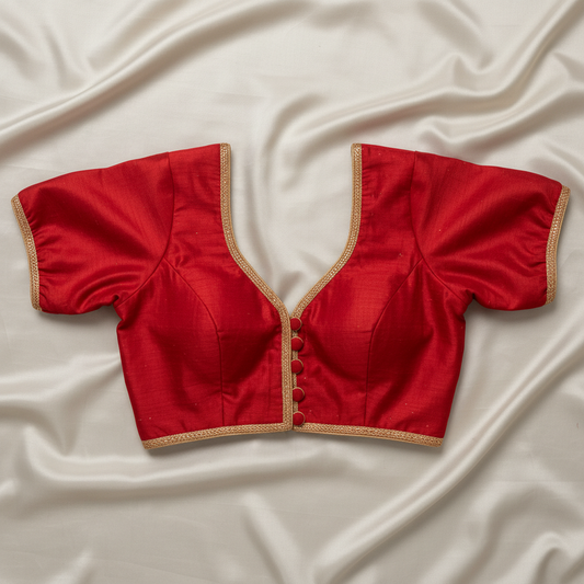 Red silk cotton Readymade Blouse