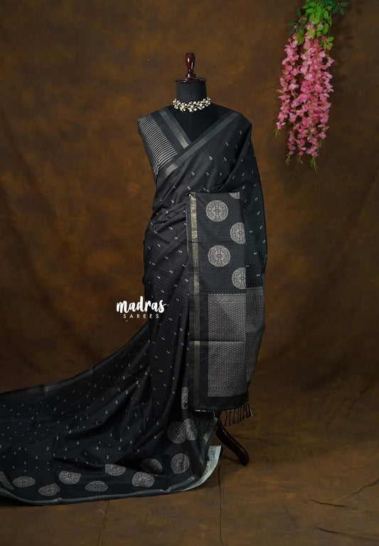 Black Pearl - Yamini Paper Silk blend Saree with Rich Big Border - Perfect for Office Wear
