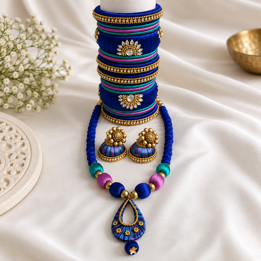 Royal Tricolour | Custom-Made Silk Thread Jewellery Set