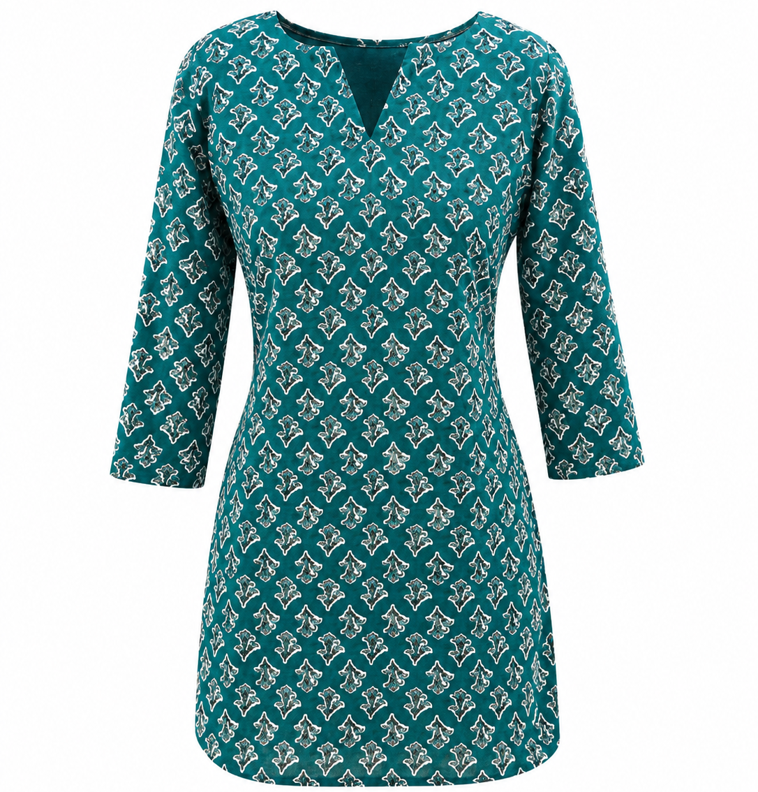Teal Charm Cotton Kurti