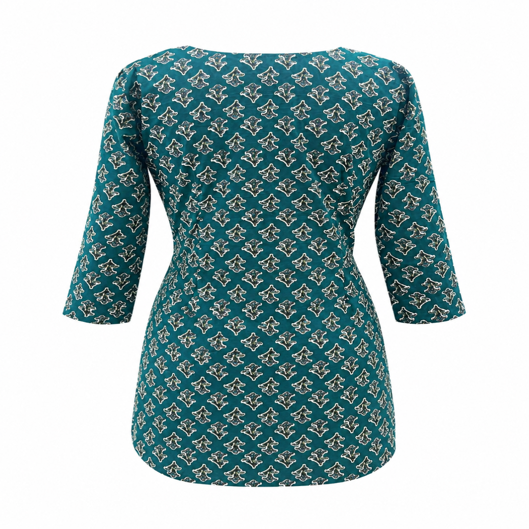 Teal Charm Cotton Kurti