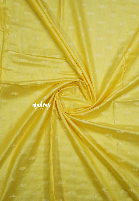 Yellow - Unisex Banarasi Silk Cotton floral buttas Fabric – For Men's Kurta, Blouse, Kurti, A-Line Frocks