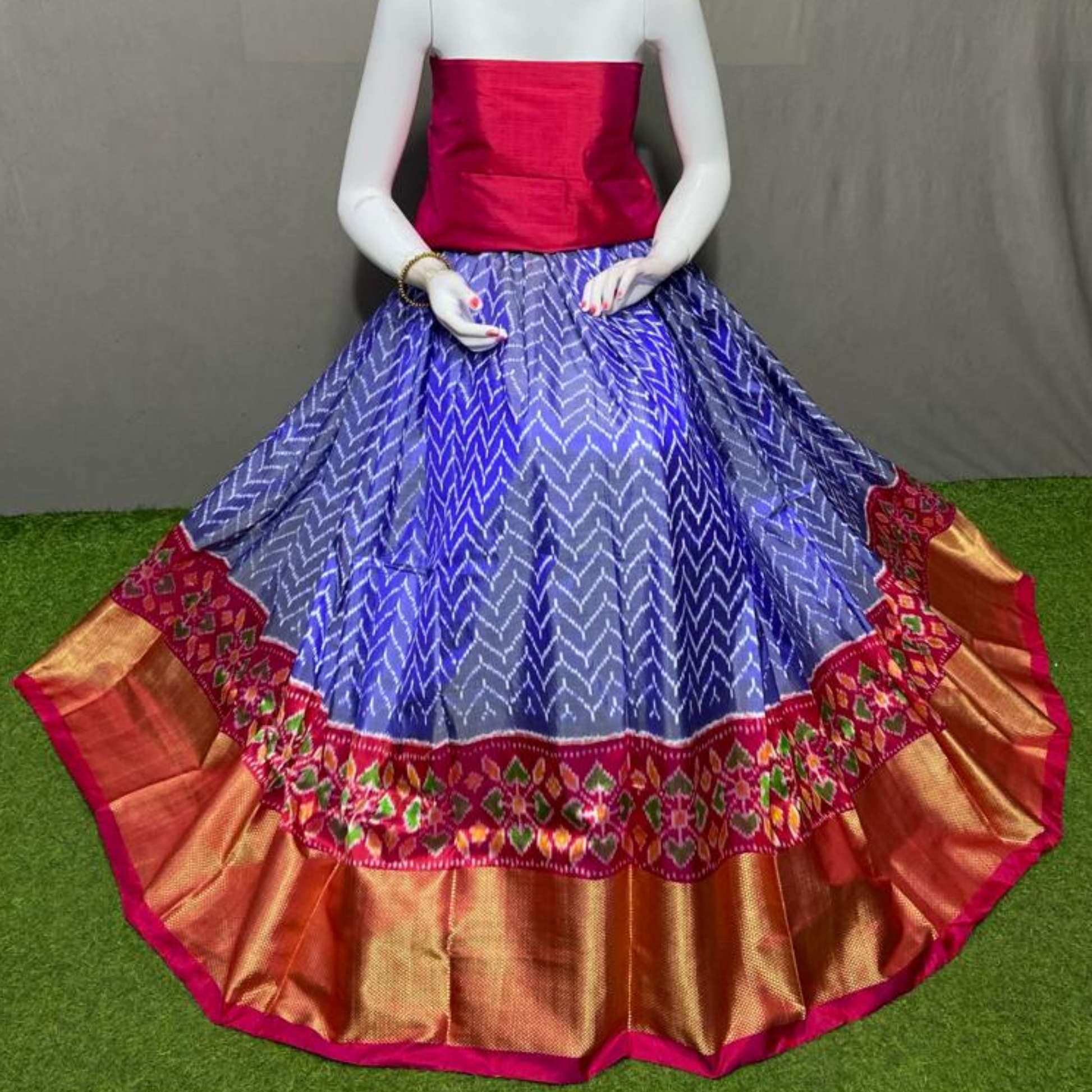 Ikkat on sale silk lehengas