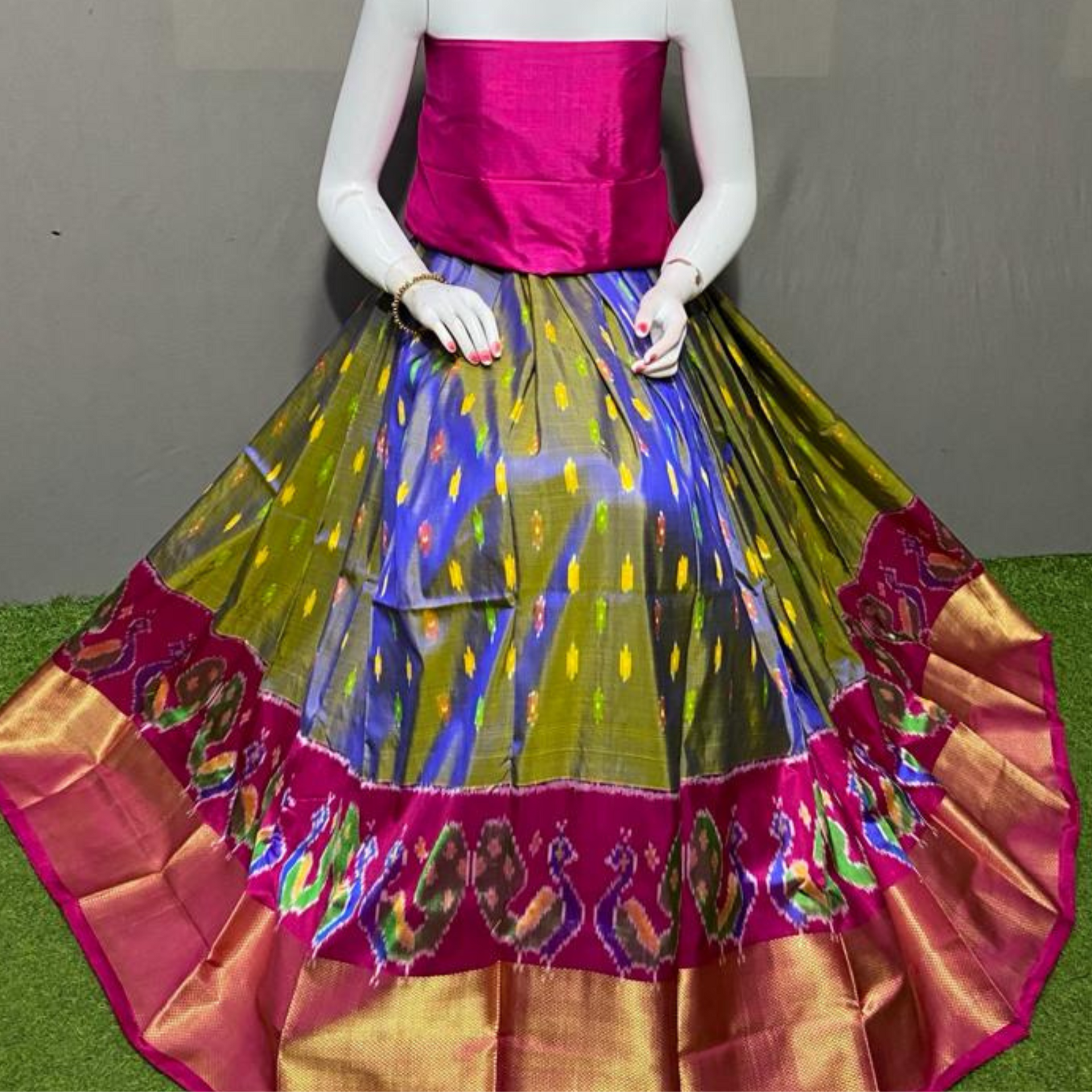 Ikkat top lehenga choli