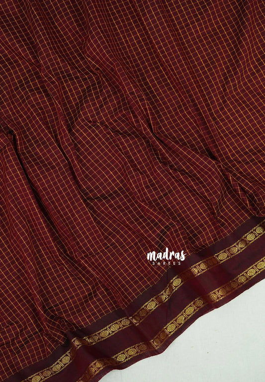 Deep Maroon - Vintage Gadwal silkcotton saree