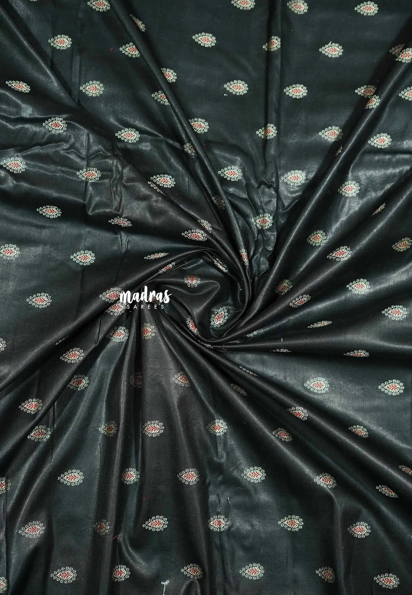 Black - Unisex Banarasi silkcotton thilagam buttas Fabric - For Men's Kurta, Blouse, Kurti, A - Line Frocks