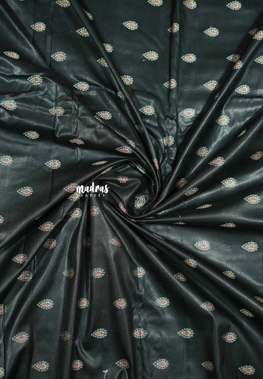 Black - Unisex Banarasi silkcotton thilagam buttas Fabric - For Men's Kurta, Blouse, Kurti, A - Line Frocks