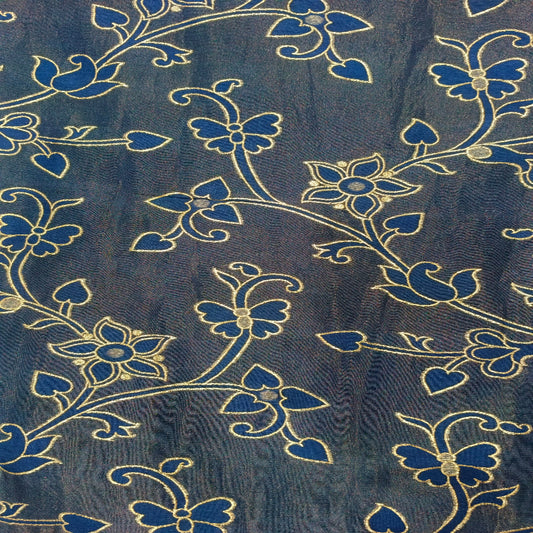 Blue Banarasi Silk Fabric