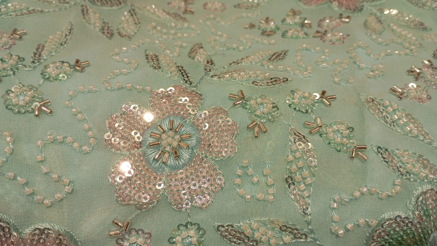 Blue Suncrepe Embroidery Heavy