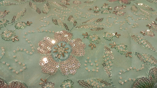 Blue Suncrepe Embroidery Heavy