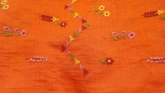 Bright Orange Chanderi Cotton