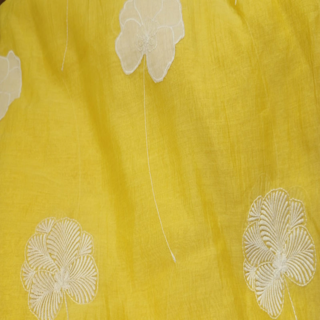 Yellow White Chanderi Cotton