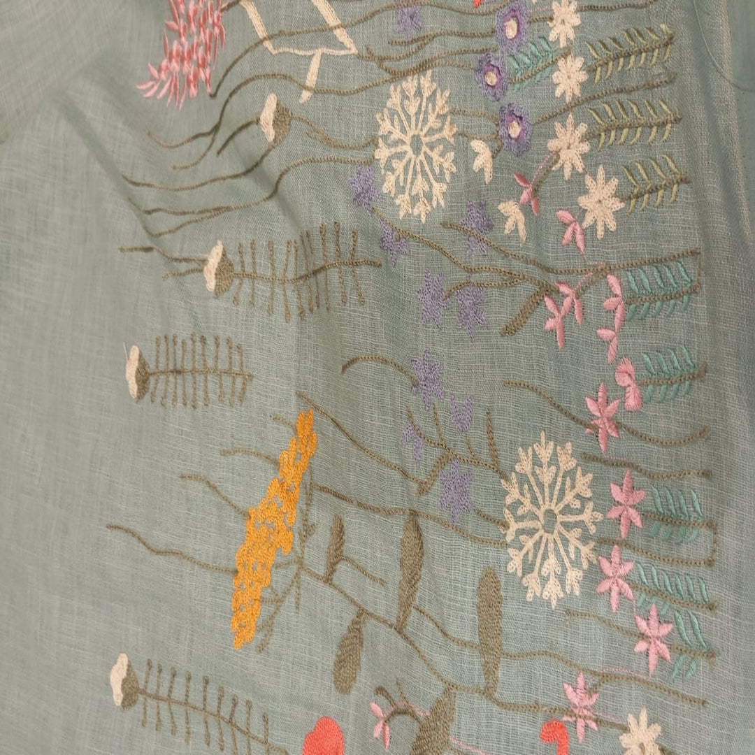 Chanderi Lilan Border Blue Fabric