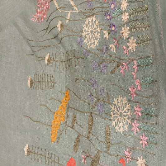 Chanderi Lilan Border Blue Fabric