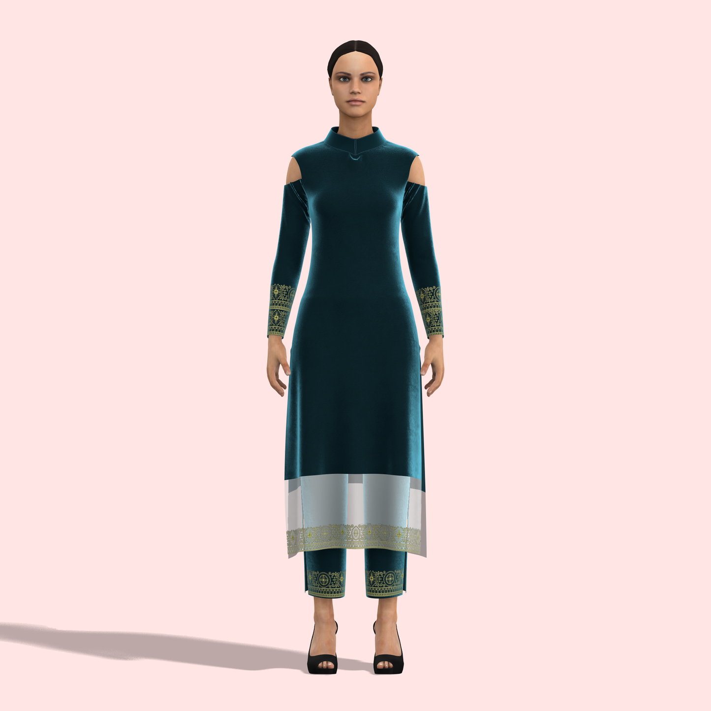 Embellished Enchanment Customized Salwar Kameez - CST026 (Stitching Service)