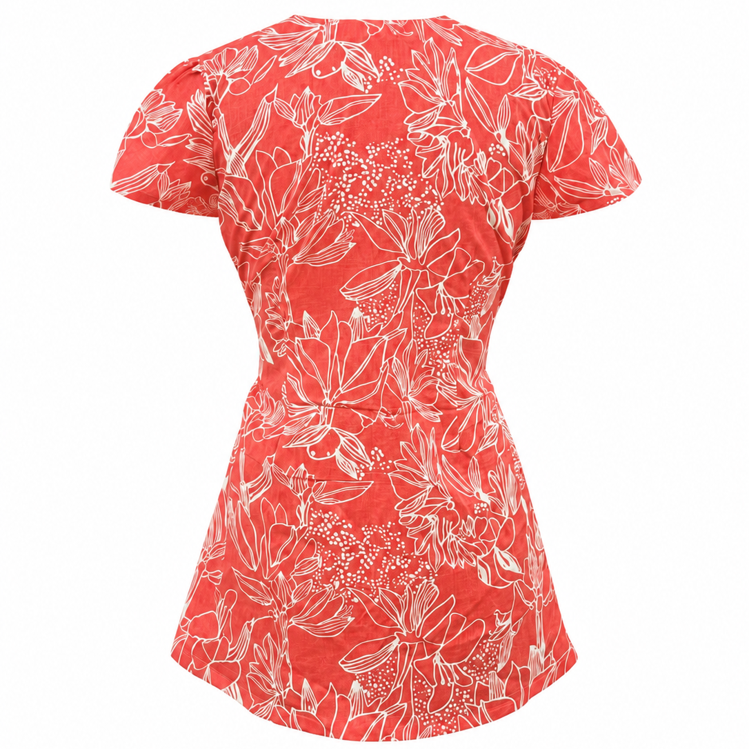 Fashionous Coral Bloom Peplum Top – Floral Print Cotton Top 🌺