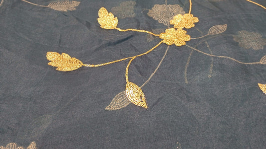 Dark Blue Organza sequins