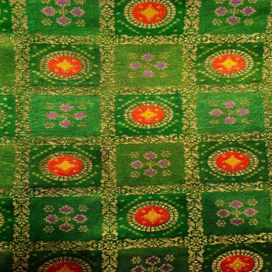 Bottle Green Gaji Silk Fabric