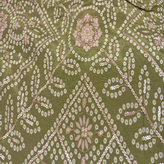 Green Bandhani sequins Bandhani
