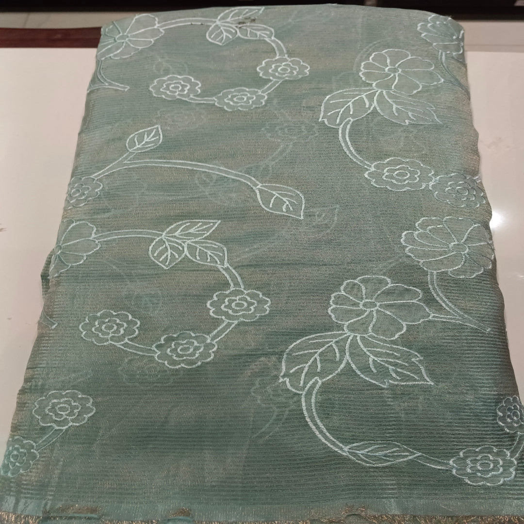 Green Chanderi Tissue Jel Fabric