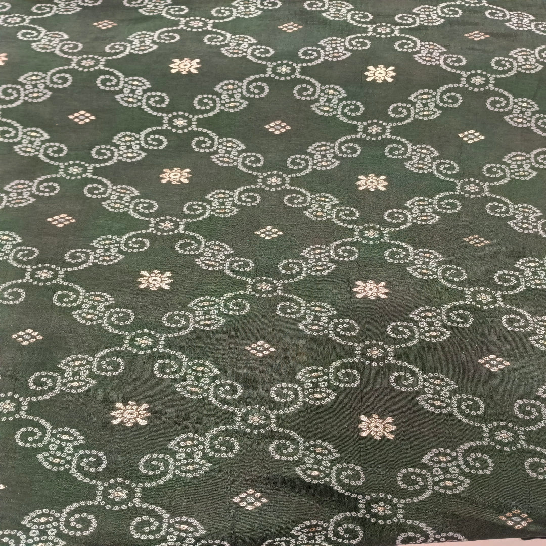 Grey Tussar Bandhani Silk Fabric