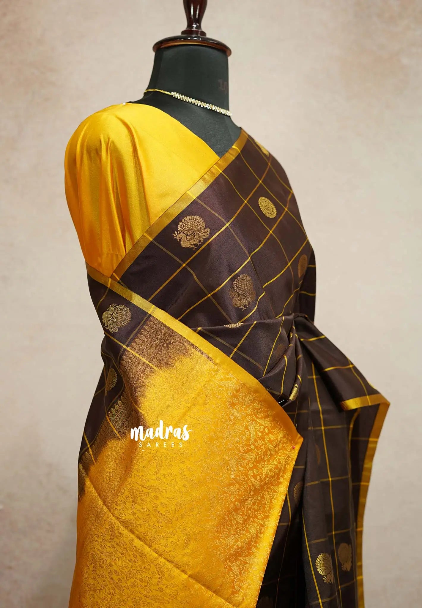 Coffee brown - Hamsavalli – Soft Silk Cotton Saree Elegance rudraksham mayil kattam body