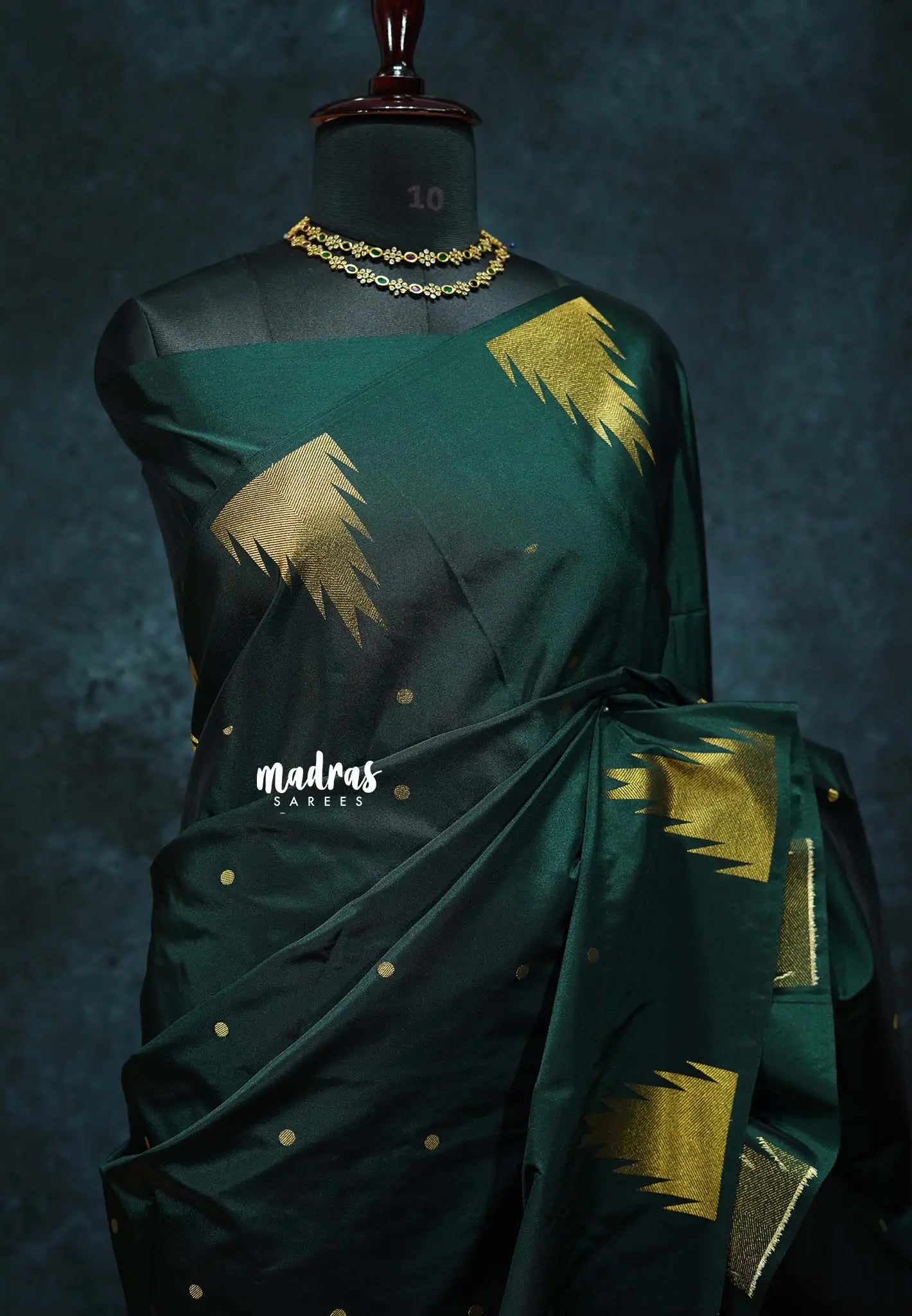 Deep Green - Hamsavalli – Soft Silk Cotton Elegance saree with temple weaving rich pallu