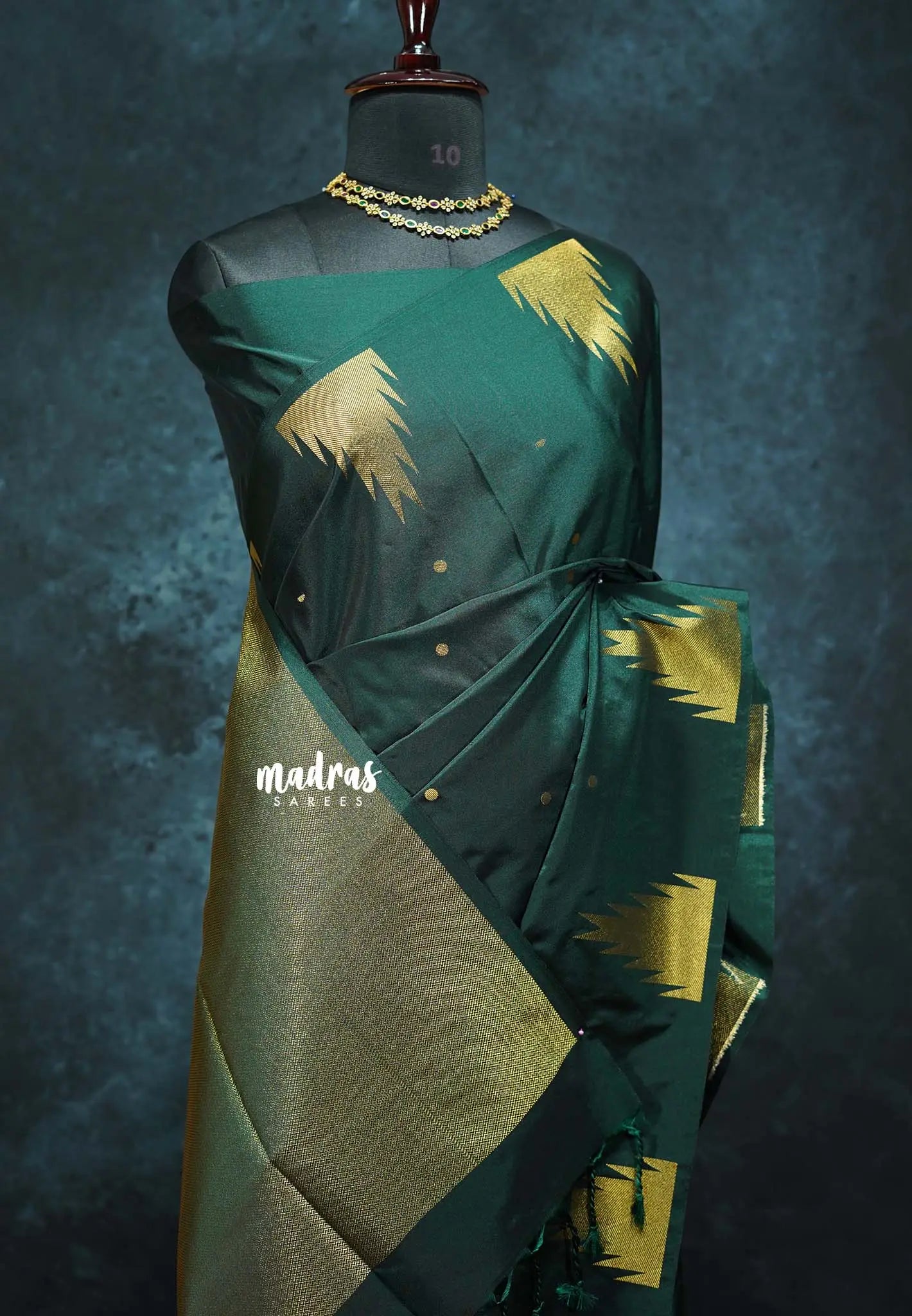 Deep Green - Hamsavalli – Soft Silk Cotton Elegance saree with temple weaving rich pallu