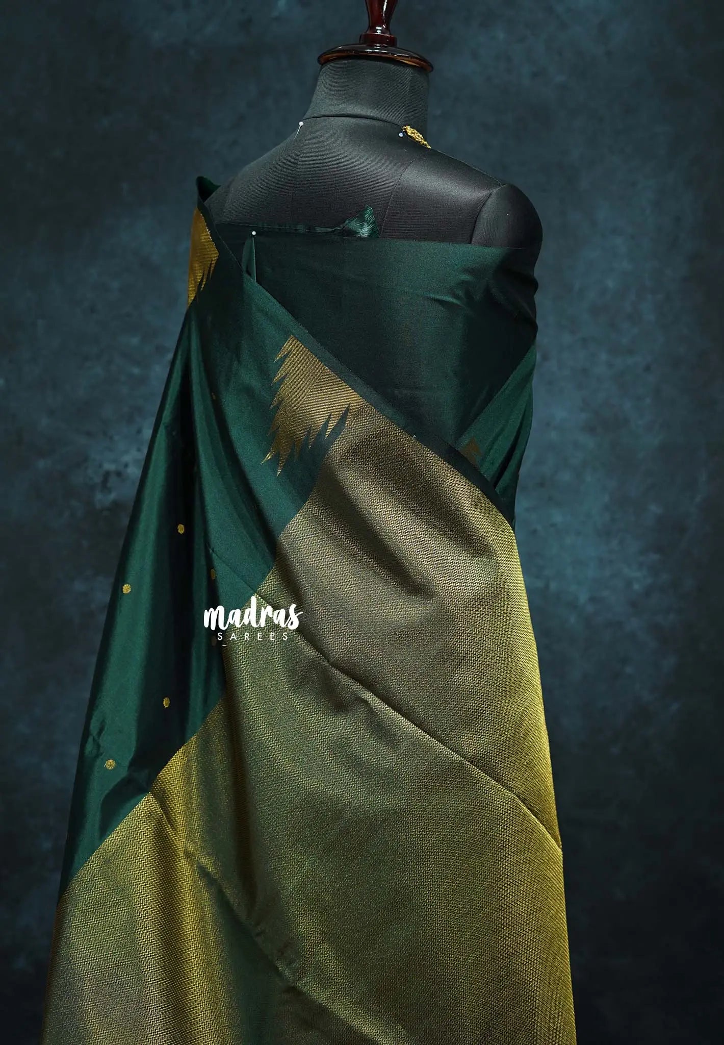 Deep Green - Hamsavalli – Soft Silk Cotton Elegance saree with temple weaving rich pallu