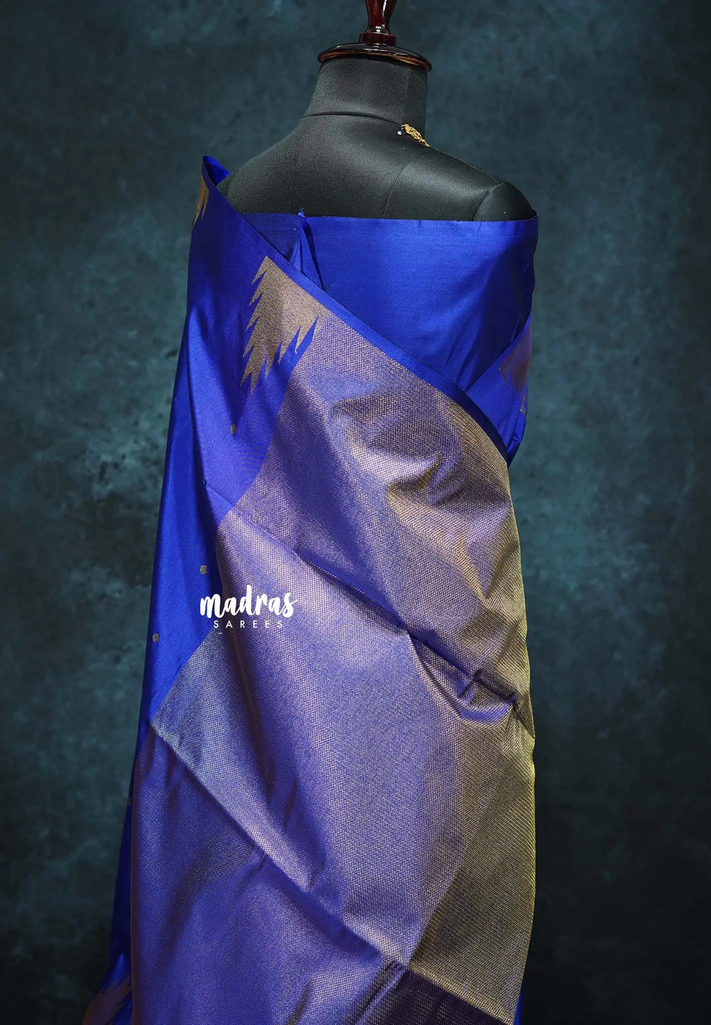 MS Blue - Hamsavalli – Soft Silk Cotton Elegance saree with temple weaving rich pallu