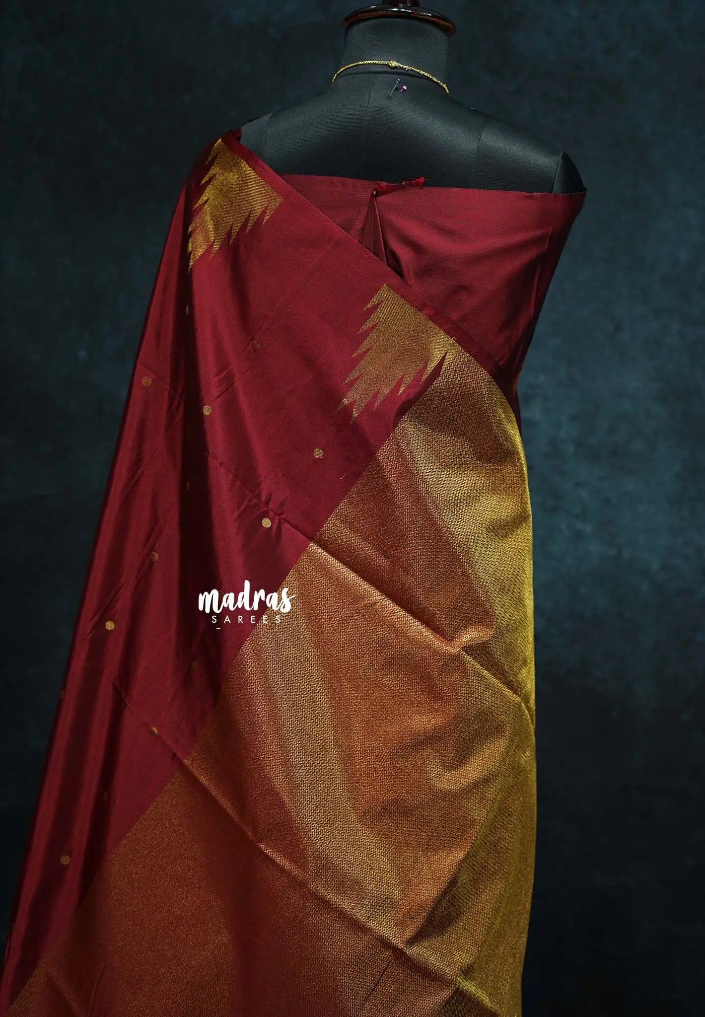 Majestic Maroon - Hamsavalli – Soft Silk Cotton Elegance saree with temple weaving rich pallu