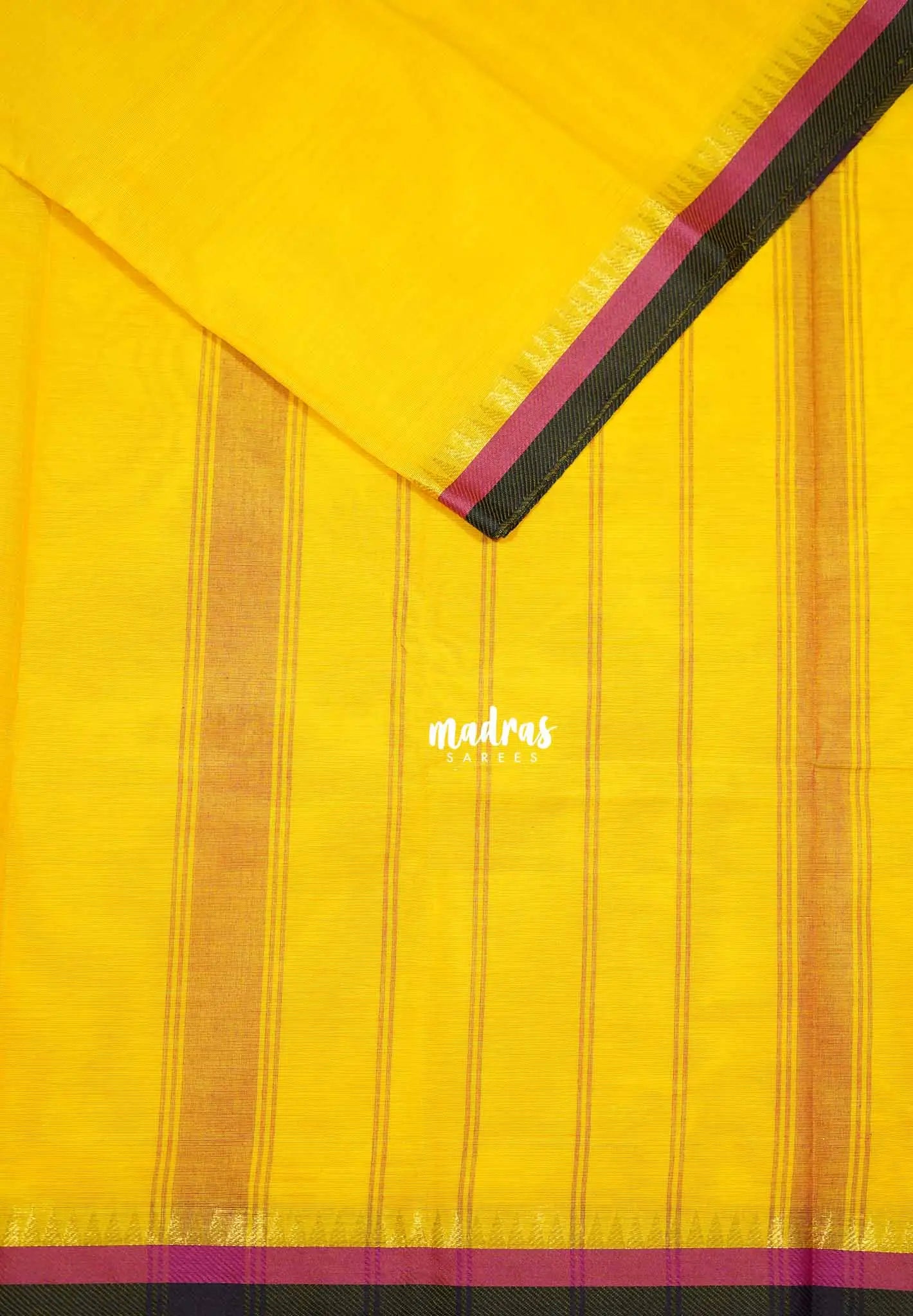Silk Cotton Saree - yellow color 6 mtr length