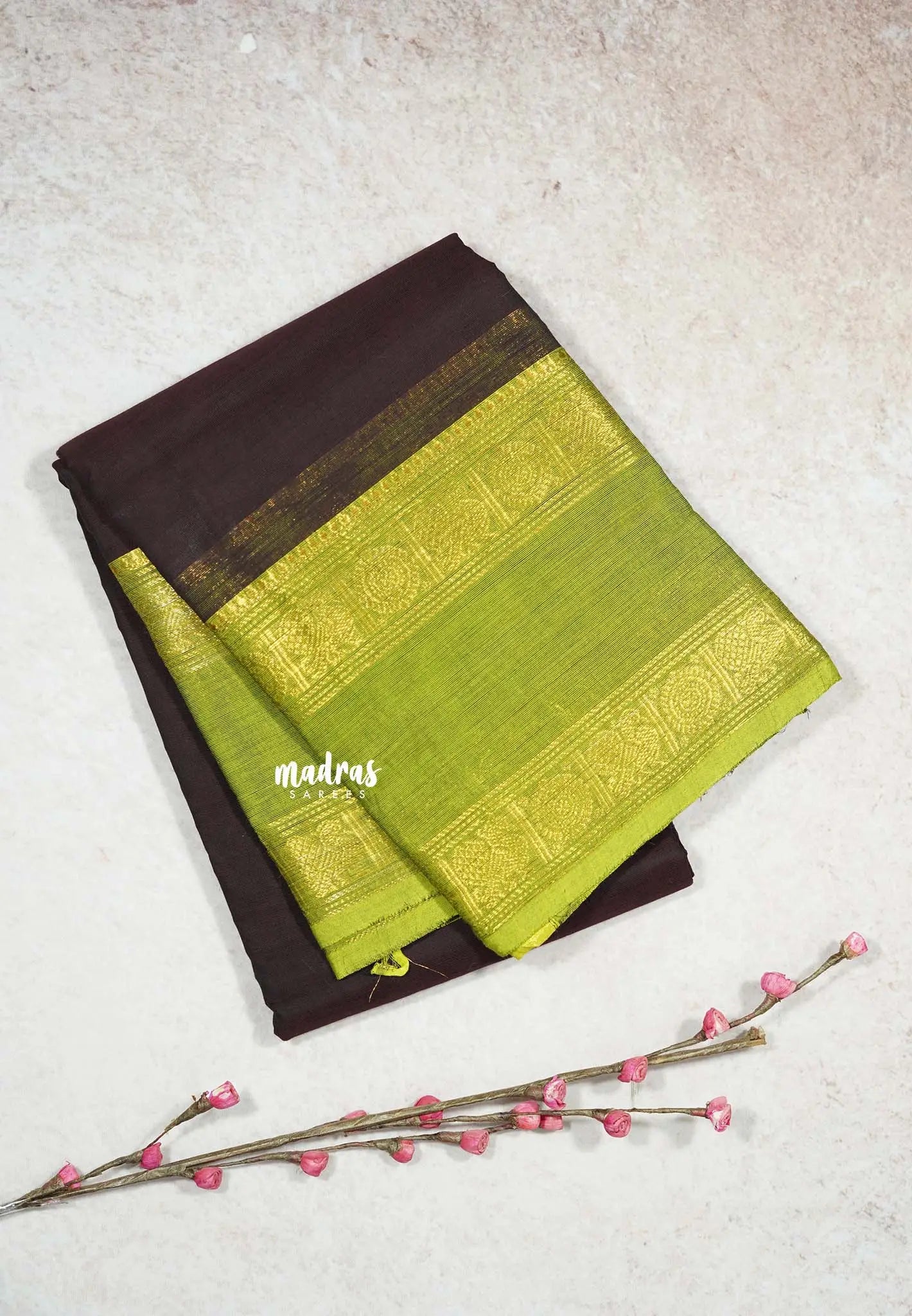 Coffee Brown - Karthigai silk cotton plain saree with Rettapetta Border