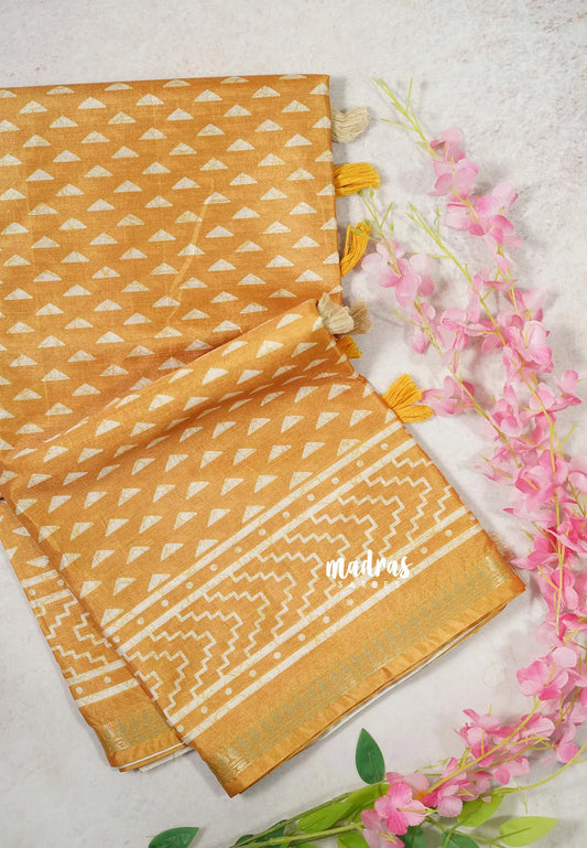 Design 2 Mustard Glow - Ananya - Soft Mangalore Silk cotton Saree with Tiny Zari Border - Best for Office Wear