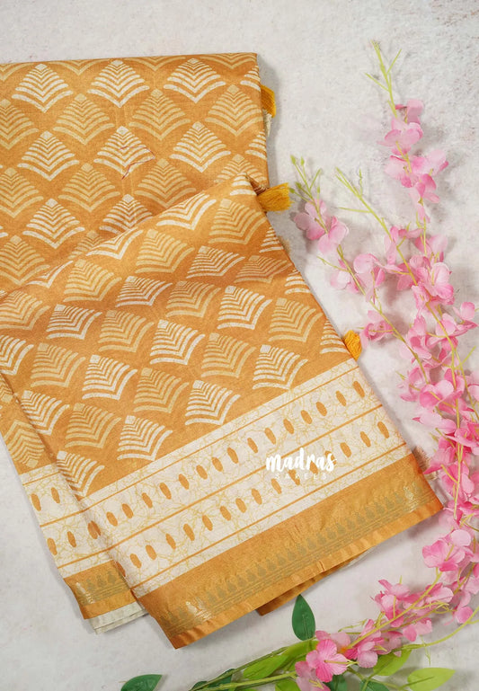 Design 7 Mustard Glow - Ananya - Soft Mangalore Silk cotton Saree with Tiny Zari Border - Best for Office Wear