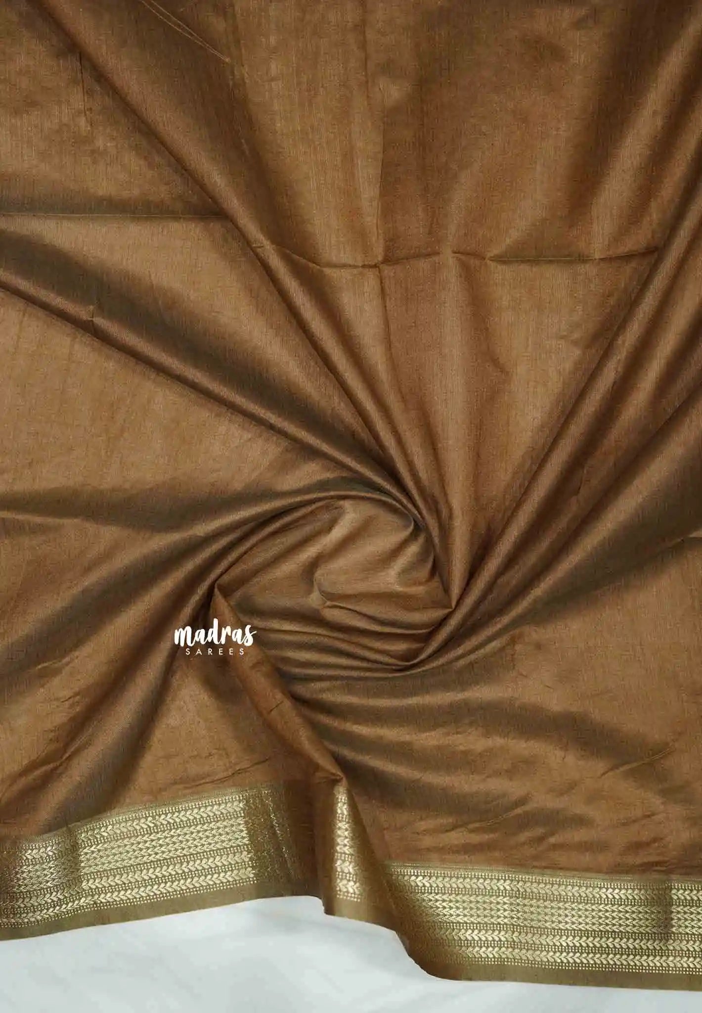 Manjari - Full weaving body traditional border semi raw silk blend Saree- Pastel Beige