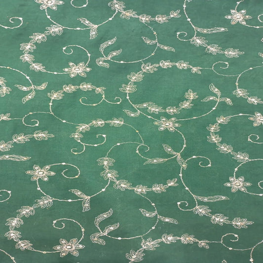 Green Muslin Emboidery Fabric