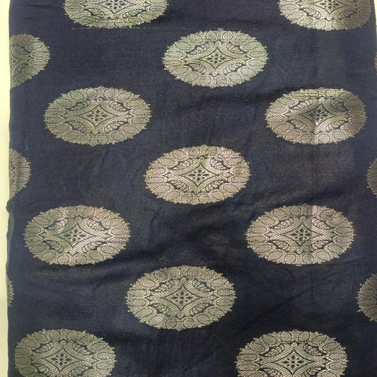 Night Blue Banarasi Zari Fabric