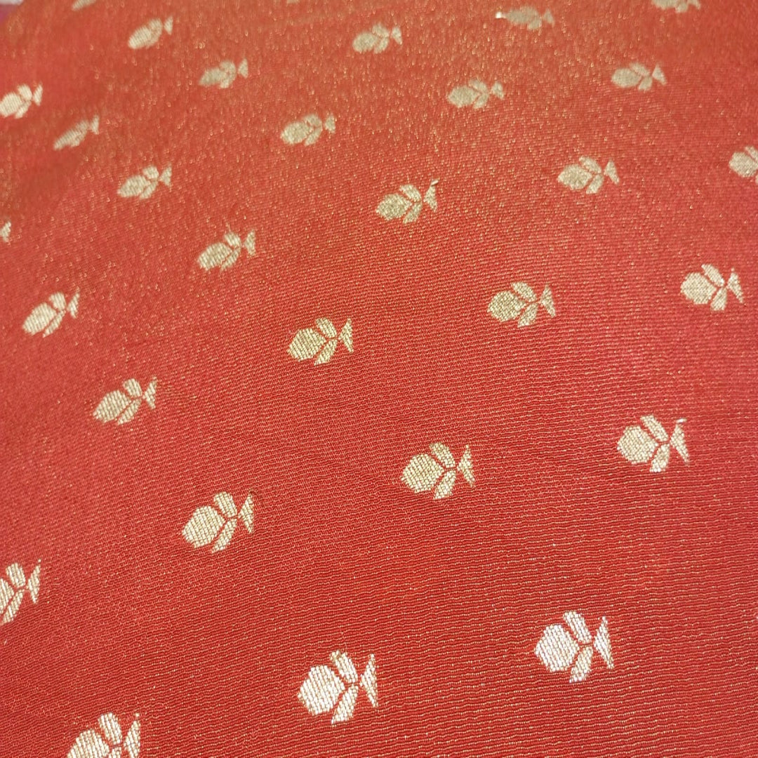 Orange Banarasi Silk Banarasi Golden Motif