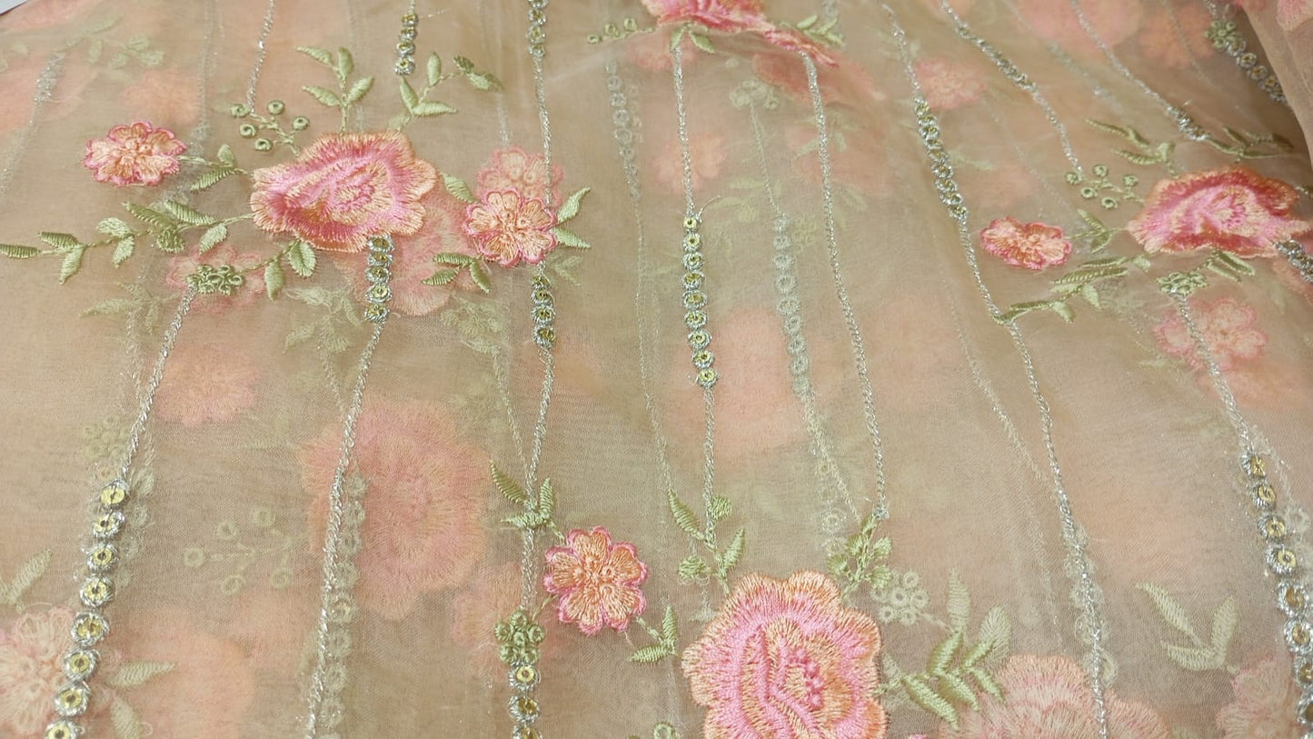 Peach Organza Embroidery