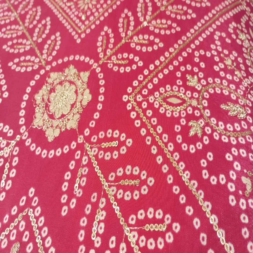 Pink Bandhani sequins Bandhani