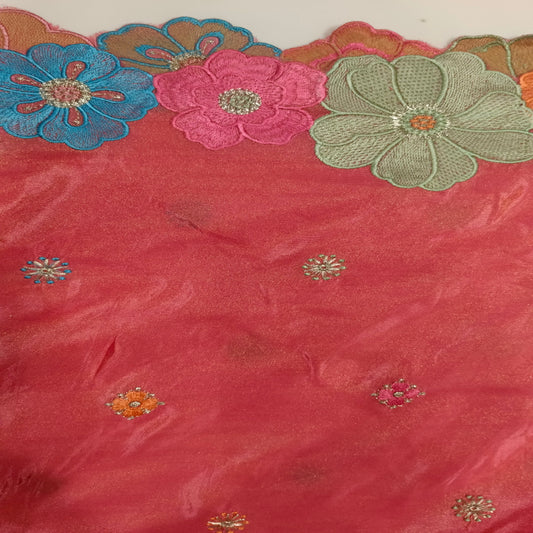 Pink Tissue Embroidery Fabric