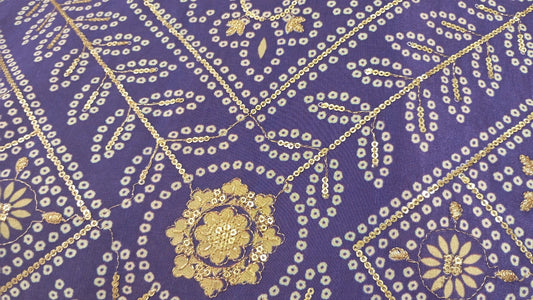 Purple Bandhani sequins Bandhani